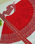 FASHIONABLE VELVET EMBROIDERY SEQUNECE WORK LEHENGA CHOLI WITH DUPATTA PARTY WEAR WHOLESALE PRICE ETHNIC GARMENT (6)