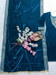 FASHIONABLE VISCOSE VELVET EMBROIDERY CODING SEQUENCE WORK TOP BOTTOM WITH DUPATTA FESTIVAL WEAR WHOLESALE PRICE ETHNIC GARMENT (1)