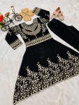 FASHIONABLE VISCOSE VELVET EMBROIDERY SEQUENCE WORK KID’S GOWN WITH BOTTOM FESTIVAL WEAR WHOLESALE PRICE ETHNICGARMENT (2)