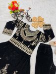 FASHIONABLE VISCOSE VELVET EMBROIDERY SEQUENCE WORK KID’S GOWN WITH BOTTOM FESTIVAL WEAR WHOLESALE PRICE ETHNICGARMENT (2)