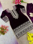 FASHIONABLE VISCOSE VELVET EMBROIDERY SEQUENCE WORK TOP BOTTOM WITH DUPATTA FESTIVAL WEAR WHOLESALE PRICE ETHNICGARMENT (11)