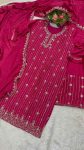 RICH LOOK CHINON SILK SEQUENCE THREAD EMBROIDERY WORK TOP SHARARA WITH DUPATTA FESTIVAL WEAR WHOLESALE PRICE ETHNIC GARMENT (14)
