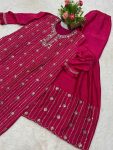 RICH LOOK CHINON SILK SEQUENCE THREAD EMBROIDERY WORK TOP SHARARA WITH DUPATTA FESTIVAL WEAR WHOLESALE PRICE ETHNIC GARMENT (14)