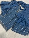 RICH LOOK CHINON SILK SEQUENCE THREAD EMBROIDERY WORK TOP SHARARA WITH DUPATTA FESTIVAL WEAR WHOLESALE PRICE ETHNIC GARMENT (6)