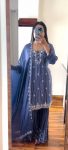 RICH LOOK CHINON SILK SEQUENCE THREAD EMBROIDERY WORK TOP SHARARA WITH DUPATTA FESTIVAL WEAR WHOLESALE PRICE ETHNIC GARMENT (6)