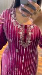 RICH LOOK CHINON SILK SEQUENCE THREAD EMBROIDERY WORK TOP SHARARA WITH DUPATTA FESTIVAL WEAR WHOLESALE PRICE ETHNIC GARMENT (14)