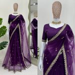 RICH LOOK SOFT NET CODING SEQUENCE WORK SAREE WITH UNSTITCHED BLOUSE PARTY WEAR WHOLESALE PRICE ETHNIC GARMENT (6)