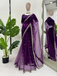 RICH LOOK SOFT NET CODING SEQUENCE WORK SAREE WITH UNSTITCHED BLOUSE PARTY WEAR WHOLESALE PRICE ETHNIC GARMENT (6)