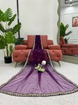 RICH LOOK SOFT NET CODING SEQUENCE WORK SAREE WITH UNSTITCHED BLOUSE PARTY WEAR WHOLESALE PRICE ETHNIC GARMENT (6)