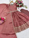 TRADITIONAL CHINON SILK SEQUENCE EMBROIDERY WORK GOWN BOTTOM WITH DUPATTA PARTY WEAR WHOLESALE PRICE ETHNIC GARMENT (4)