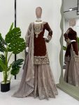 TRENDING GEORGETTE CODING SEQUENCE EMBROIDERY WORK TOP SHARARA WITH DUPATTA PARTY WEAR WHOLESALE PRICE ETHNIC GARMENT (4)