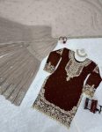 TRENDING GEORGETTE CODING SEQUENCE EMBROIDERY WORK TOP SHARARA WITH DUPATTA PARTY WEAR WHOLESALE PRICE ETHNIC GARMENT (4)