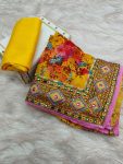TRENDING GEORGETTE DIGITAL PRINTED EMBROIDERY WORK SAREE WITH UNSTITCHED BLOUSE PARTY WEAR WHOLESALE PRICE ETHNIC GARMENT (1)