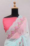 TRENDING GEORGETTE MULTI EMBROIDERY WORK SAREE WITH UNSTITCHED BLOUSE PARTY WEAR WHOLESALE PRICE ETHNIC GARMENT (2)