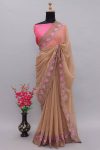 TRENDING GEORGETTE MULTI EMBROIDERY WORK SAREE WITH UNSTITCHED BLOUSE ONION