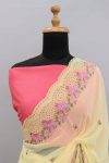 TRENDING GEORGETTE MULTI EMBROIDERY WORK SAREE WITH UNSTITCHED BLOUSE PARTY WEAR WHOLESALE PRICE ETHNIC GARMENT (6)