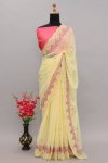 TRENDING GEORGETTE MULTI EMBROIDERY WORK SAREE WITH UNSTITCHED BLOUSE PARTY WEAR WHOLESALE PRICE ETHNIC GARMENT (6)