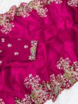 TRENDING JIMMY CHOO EMBROIDERY SEQUENCE THREAD CODING WORK SAREE WITH UNSTITCHED BLOUSE PARTY WEAR WHOLESALE PRICE ETHNIC GARMENT (3)