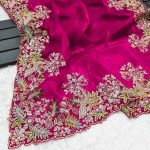 TRENDING JIMMY CHOO EMBROIDERY SEQUENCE THREAD CODING WORK SAREE WITH UNSTITCHED BLOUSE PARTY WEAR WHOLESALE PRICE ETHNIC GARMENT (3)