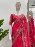 TRENDING RANGOLI SILK EMBROIDERY SEQUENCE WORK SAREE WITH UNSTITCHED BLOUSE PARTY WEAR WHOLESALE PRICE ETHNIC GARMENT (3)