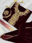 TRENDING VISCOSE VELVET EMBROIDERY BORDER WORK KAFTAN WITH DHOTI AND BATWA PARTY WEAR WHOLESALE PRICE ETHNIC GARMENT (3)