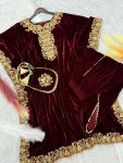 TRENDING VISCOSE VELVET EMBROIDERY BORDER WORK KAFTAN WITH DHOTI AND BATWA PARTY WEAR WHOLESALE PRICE ETHNIC GARMENT (3)