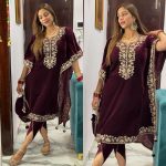 TRENDING VISCOSE VELVET EMBROIDERY BORDER WORK KAFTAN WITH DHOTI AND BATWA PARTY WEAR WHOLESALE PRICE ETHNIC GARMENT (3)