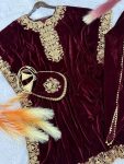 TRENDING VISCOSE VELVET EMBROIDERY BORDER WORK KAFTAN WITH DHOTI AND BATWA PARTY WEAR WHOLESALE PRICE ETHNIC GARMENT (3)