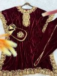 TRENDING VISCOSE VELVET EMBROIDERY BORDER WORK KAFTAN WITH DHOTI AND BATWA PARTY WEAR WHOLESALE PRICE ETHNIC GARMENT (3)