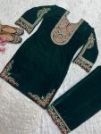 1DESIGNER VELVET EMBROIDERY CODING SEQUENCE WORK TOP WITH BOTTOM PARTY WEAR WHOLESALE PRICE ETHNIC GARMENT (6)