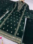 1DESIGNER VELVET MULTI NEEDLE EMBROIDERY SEQUENCE WORK TOP BOTTOM WITH DUPATTA PARTY WEAR WHOLESALE PIRCE ETHNIC GARMENT (23)