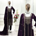 1MODERN VISCOSE VELVET EMBROIDERY SEQUENCE WORK TOP BOTTOM WITH DUPATTA PARTY WEAR WHOLESALE PRICE ETHNIC WEAR (44)