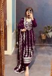 1MODERN VISCOSE VELVET EMBROIDERY SEQUENCE WORK TOP BOTTOM WITH DUPATTA PARTY WEAR WHOLESALE PRICE ETHNIC WEAR (44)