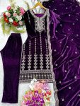 1MODERN VISCOSE VELVET EMBROIDERY SEQUENCE WORK TOP BOTTOM WITH DUPATTA PARTY WEAR WHOLESALE PRICE ETHNIC WEAR (44)