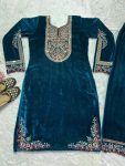 2DESIGNER VELVET EMBROIDERY CODING SEQUENCE WORK TOP WITH BOTTOM PARTY WEAR WHOLESALE PRICE ETHNIC GARMENT (9)