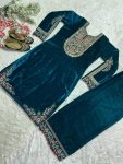 2DESIGNER VELVET EMBROIDERY CODING SEQUENCE WORK TOP WITH BOTTOM PARTY WEAR WHOLESALE PRICE ETHNIC GARMENT (9)