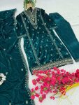 2DESIGNER VELVET MULTI NEEDLE EMBROIDERY SEQUENCE WORK TOP BOTTOM WITH DUPATTA PARTY WEAR WHOLESALE PIRCE ETHNIC GARMENT (10)