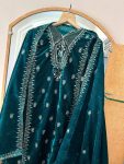 2DESIGNER VELVET MULTI NEEDLE EMBROIDERY SEQUENCE WORK TOP BOTTOM WITH DUPATTA PARTY WEAR WHOLESALE PIRCE ETHNIC GARMENT (10)