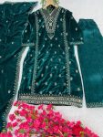 2DESIGNER VELVET MULTI NEEDLE EMBROIDERY SEQUENCE WORK TOP BOTTOM WITH DUPATTA PARTY WEAR WHOLESALE PIRCE ETHNIC GARMENT (10)