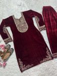 3DESIGNER VELVET EMBROIDERY CODING SEQUENCE WORK TOP WITH BOTTOM PARTY WEAR WHOLESALE PRICE ETHNIC GARMENT (12)