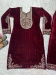 3DESIGNER VELVET EMBROIDERY CODING SEQUENCE WORK TOP WITH BOTTOM PARTY WEAR WHOLESALE PRICE ETHNIC GARMENT (12)