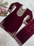 3DESIGNER VELVET EMBROIDERY CODING SEQUENCE WORK TOP WITH BOTTOM PARTY WEAR WHOLESALE PRICE ETHNIC GARMENT (12)