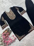 4DESIGNER VELVET EMBROIDERY CODING SEQUENCE WORK TOP WITH BOTTOM PARTY WEAR WHOLESALE PRICE ETHNIC GARMENT (15)