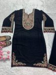 4DESIGNER VELVET EMBROIDERY CODING SEQUENCE WORK TOP WITH BOTTOM PARTY WEAR WHOLESALE PRICE ETHNIC GARMENT (15)