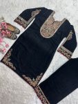 4DESIGNER VELVET EMBROIDERY CODING SEQUENCE WORK TOP WITH BOTTOM PARTY WEAR WHOLESALE PRICE ETHNIC GARMENT (15)