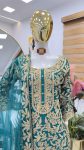 ATTRACTIVE CHINON EMBROIDERY CODING SEQUENCE WORK TOP BOTTOM WITH DUPATTA FESTIVAL WEAR WHOLESALE PRICE ETHNIC GARMENT (2)