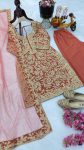 ATTRACTIVE CHINON EMBROIDERY CODING SEQUENCE WORK TOP BOTTOM WITH DUPATTA FESTIVAL WEAR WHOLESALE PRICE ETHNIC GARMENT (20)