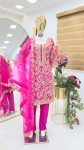 ATTRACTIVE CHINON EMBROIDERY CODING SEQUENCE WORK TOP BOTTOM WITH DUPATTA FESTIVAL WEAR WHOLESALE PRICE ETHNIC GARMENT (4)