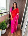 ATTRACTIVE CHINON SILK HAND DYEING CUTDANA WORK SAREE WITH STITCHED BLOUSE PARTY WEAR WHOLESALE PRICE ETHNIC GARMENT (3)