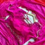 ATTRACTIVE CHINON SILK HAND DYEING CUTDANA WORK SAREE WITH STITCHED BLOUSE PARTY WEAR WHOLESALE PRICE ETHNIC GARMENT (3)